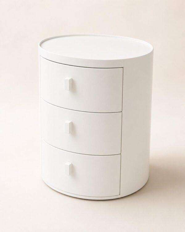 WhatsApp Image 2026-07-01 at 17.54.18 Mesa de Luz Circular Laqueada — 3 Cajones