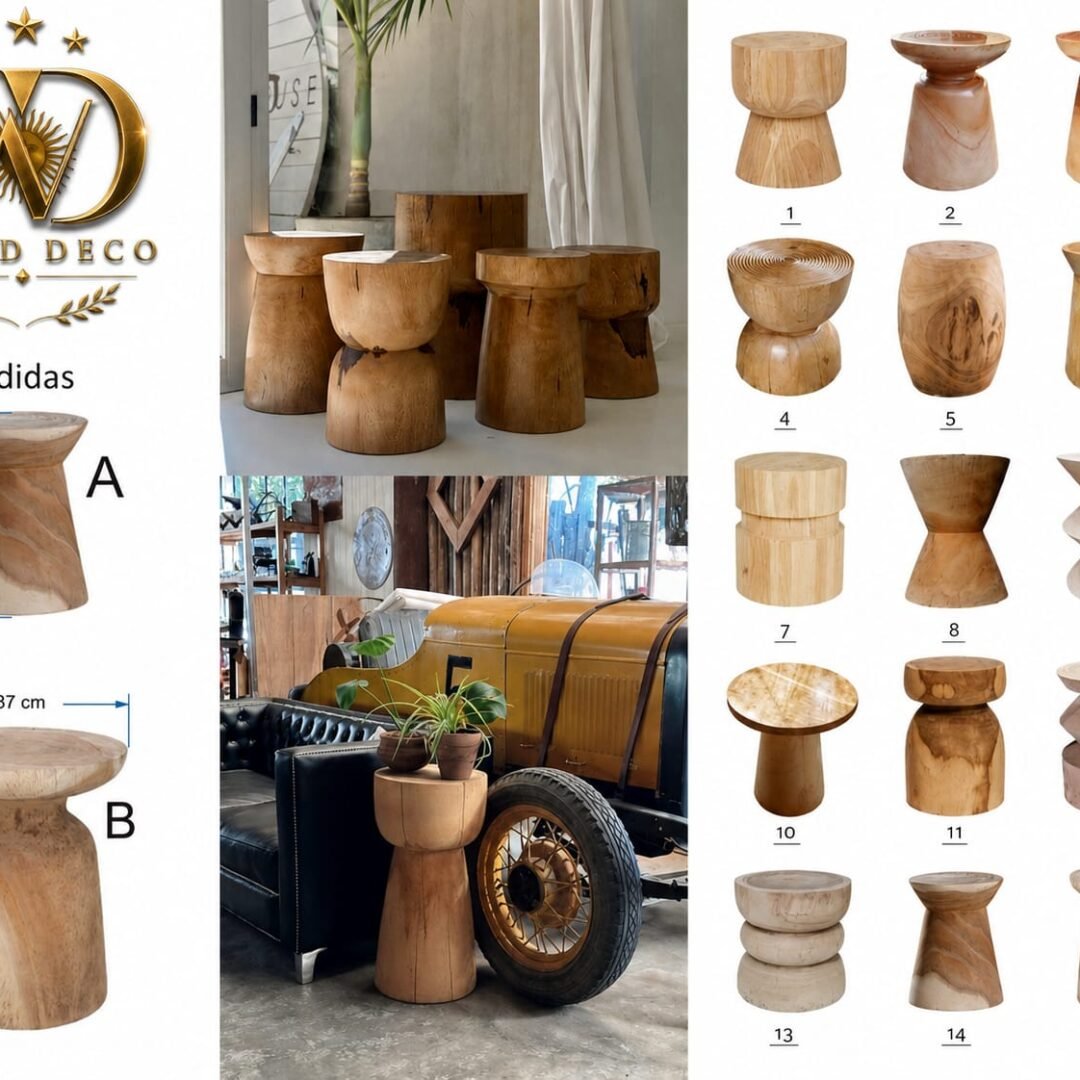 Banqueta / Mesa Auxiliar de Madera Maciza
