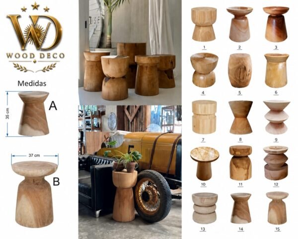 Banqueta / Mesa Auxiliar de Madera Maciza
